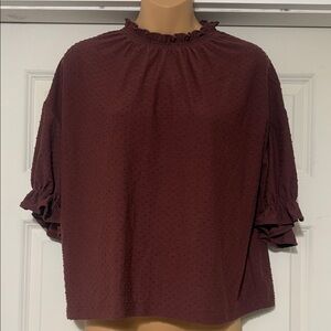 Madewell Burgundy Ruffled Blouse